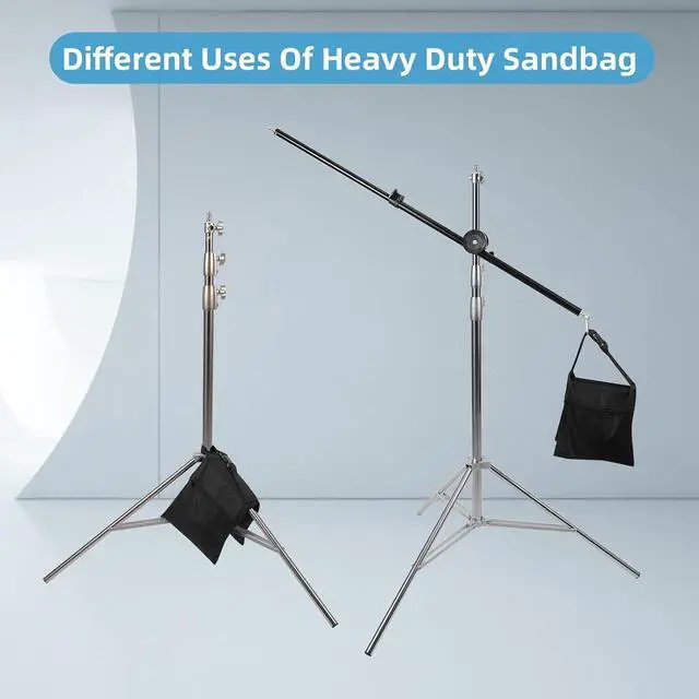 Alt view image 6 of 7 - 8 Packs Sandbags, Heavy Duty Sand Bags with 16 PE Bags, Sand Bags with Buckle Straps for Support Light Stand, C Stand, Light Stand with Caster, More 2/4/6/8 Packs Sandbag to Choose.