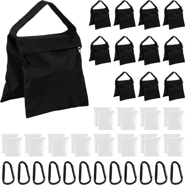 Main image of 12 Pack Sandbags Weight Bags for Photography Equipments, Photography Sand Weight Bags, Heavy Duty Sandbags for Backdrop Stand, Outdoor Canopy, Photo Tripod,Pop up Tent, Umbrella Base (Black)