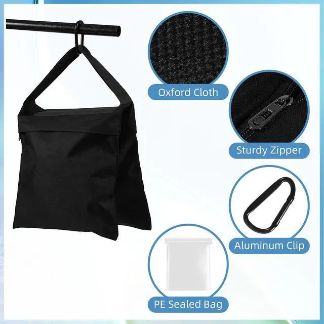 Alt view image 3 of 7 - 12 Pack Sandbags Weight Bags for Photography Equipments, Photography Sand Weight Bags, Heavy Duty Sandbags for Backdrop Stand, Outdoor Canopy, Photo Tripod,Pop up Tent, Umbrella Base (Black)