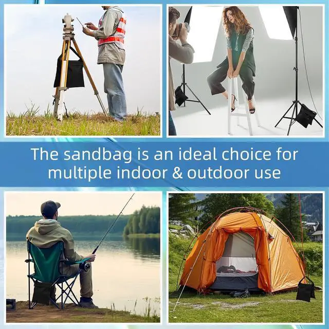 Alt view image 6 of 7 - 12 Pack Sandbags Weight Bags for Photography Equipments, Photography Sand Weight Bags, Heavy Duty Sandbags for Backdrop Stand, Outdoor Canopy, Photo Tripod,Pop up Tent, Umbrella Base (Black)