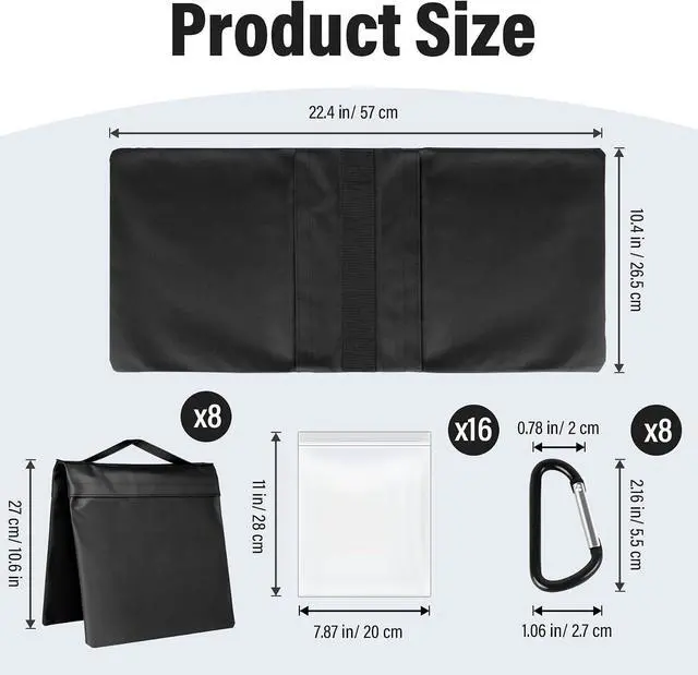 Alt view image 2 of 7 - 8 Pack Sand Bags Weight Bags, Heavy Duty Sandbags for Patio, Tripod | Sandbags Weights for Backdrop Stand, Tripod, Canopy, Umbrella Base, Chair Ideal for Photo Studio, Patio & Outdoor Events