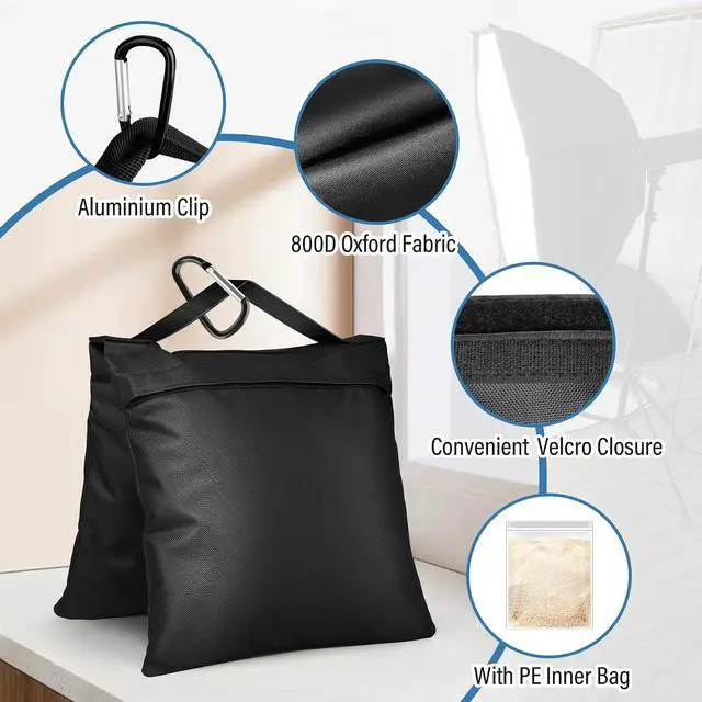 Alt view image 4 of 7 - 8 Pack Sand Bags Weight Bags, Heavy Duty Sandbags for Patio, Tripod | Sandbags Weights for Backdrop Stand, Tripod, Canopy, Umbrella Base, Chair Ideal for Photo Studio, Patio & Outdoor Events