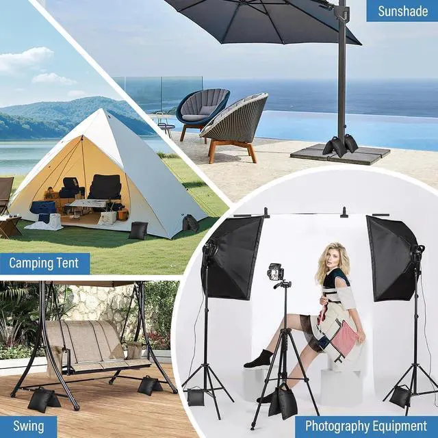 Alt view image 5 of 7 - 8 Pack Sand Bags Weight Bags, Heavy Duty Sandbags for Patio, Tripod | Sandbags Weights for Backdrop Stand, Tripod, Canopy, Umbrella Base, Chair Ideal for Photo Studio, Patio & Outdoor Events