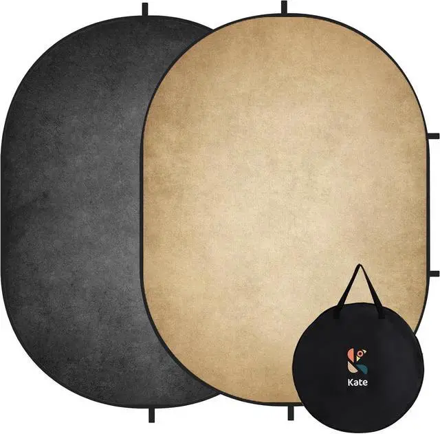 Main image of Collapsible Backdrop Grey Beige Headshot Portrait Video Backdorp 192 | Collapsible Backdorp 5'x6.5' Grey Beige Pop Up Backdorps for Self-Tape Auditions, Professional Video Conferencing