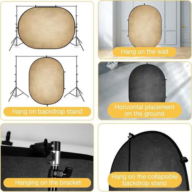 Alt view image 4 of 7 - Collapsible Backdrop Grey Beige Headshot Portrait Video Backdorp 192 | Collapsible Backdorp 5'x6.5' Grey Beige Pop Up Backdorps for Self-Tape Auditions, Professional Video Conferencing