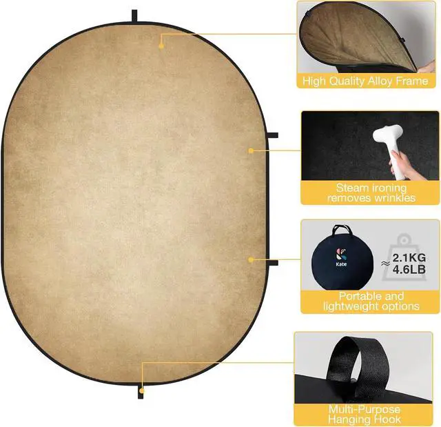 Alt view image 3 of 7 - Collapsible Backdrop Grey Beige Headshot Portrait Video Backdorp 192 | Collapsible Backdorp 5'x6.5' Grey Beige Pop Up Backdorps for Self-Tape Auditions, Professional Video Conferencing