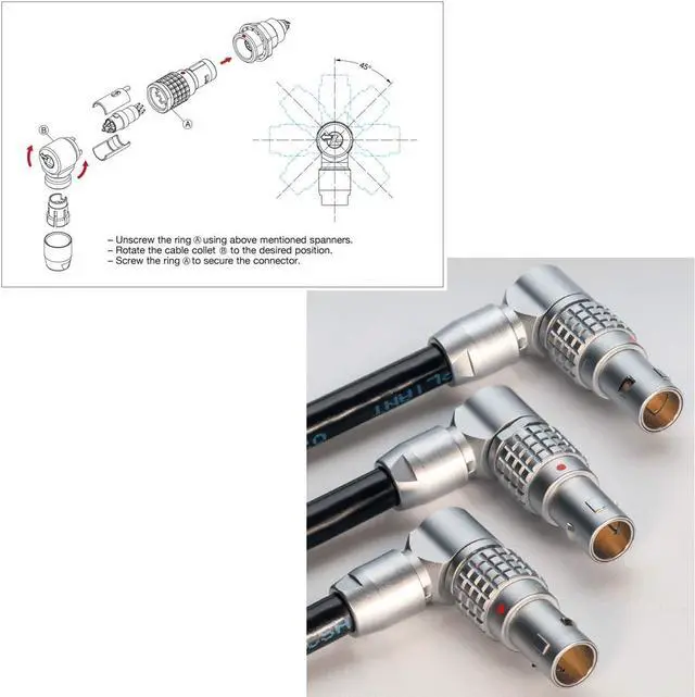 Alt view image 4 of 6 - Coiled Power Cable for RED Komodo-X Epic Scarlet Dragon DSMC2 V-Raptor Ronin 4D Camera Monitor Transmission, D-tap to Right Angle Rotatable Adjustable 6 Pin Female