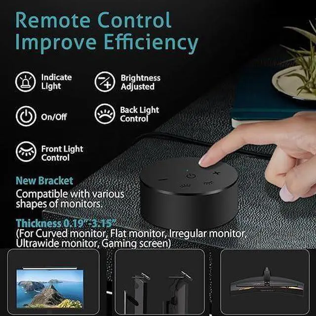 Alt view image 6 of 7 - 7.5W 20.1" Computer Monitor Light Bar with Remote Control Backlight, Eye-Care CRI98 Stepless Dimming Brightness and Color Temperature, No Screen Glare Computer Monitor Lamp for Office Gaming