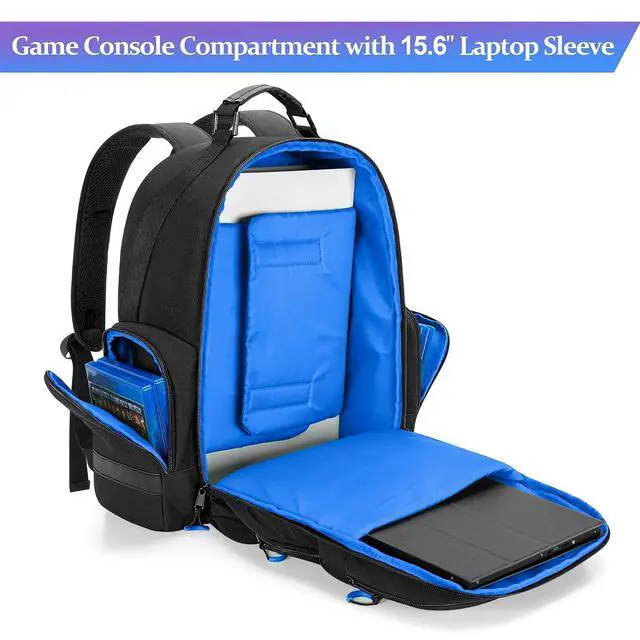 Alt view image 2 of 7 - Console Backpack Compatible with Playstation 5/PS5 Slim/PS5 Pro | Travel Carrying Case Bag with Protective Liner, Fits 15.6" Laptop, Controllers and Most Gaming Accessories (Patent Design)