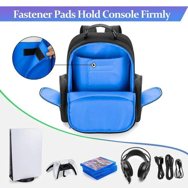 Alt view image 3 of 7 - Console Backpack Compatible with Playstation 5/PS5 Slim/PS5 Pro | Travel Carrying Case Bag with Protective Liner, Fits 15.6" Laptop, Controllers and Most Gaming Accessories (Patent Design)