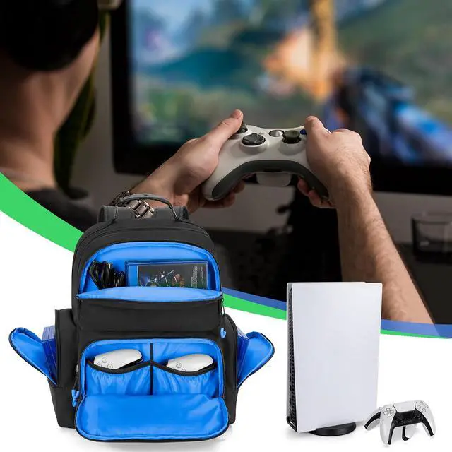 Alt view image 5 of 7 - Console Backpack Compatible with Playstation 5/PS5 Slim/PS5 Pro | Travel Carrying Case Bag with Protective Liner, Fits 15.6" Laptop, Controllers and Most Gaming Accessories (Patent Design)