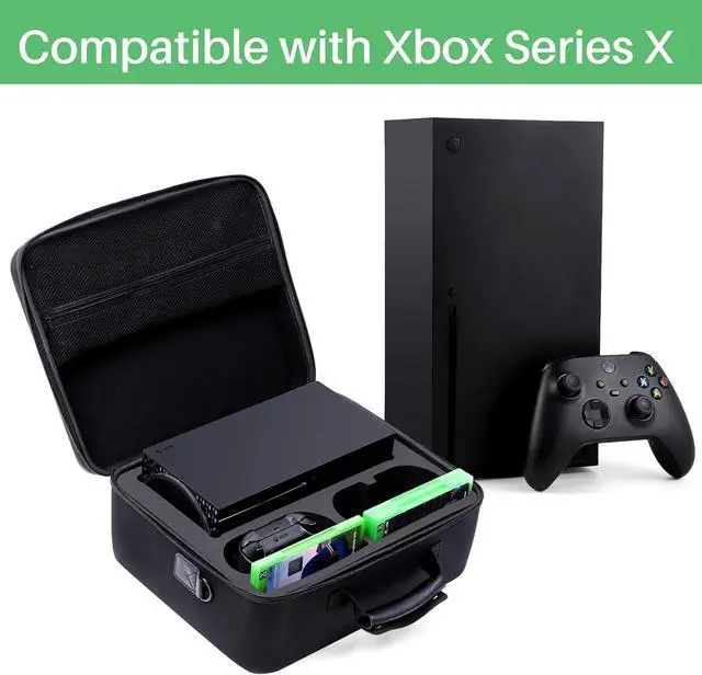Alt view image 4 of 7 - Hard Case Compatible with Xbox Series X, 2 Controllers, 4 Games | Protective Travel bag for Xbox Series X Disc or Digital Version Console, Cables and Accessories
