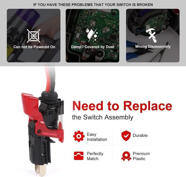 Alt view image 3 of 6 - Upgraded Trigger Switch Assembly Replacement for V10 SV12 Vacuum Cleaner, Upgraded Power Button Replacement Parts | SV12 Upgraded Power Button Replacement Parts