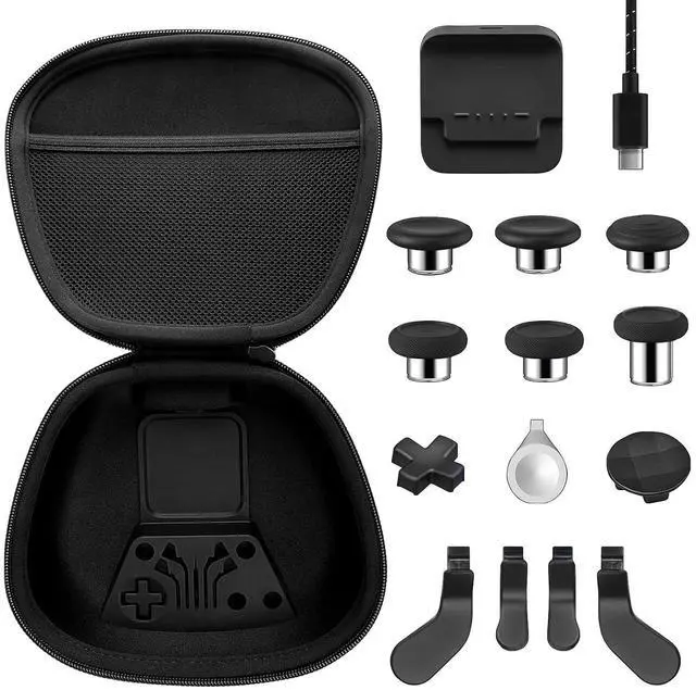 Main image of Vanpark Complete Component Pack for Xbox Elite Controller Series 2 CoreAccessories Include 1 Carrying Case, 1 Charging Dock&Cable, Metal 6 Joysticks, 4 Paddles, 2 D-Pads, 1 Adjustment Tool(Black)