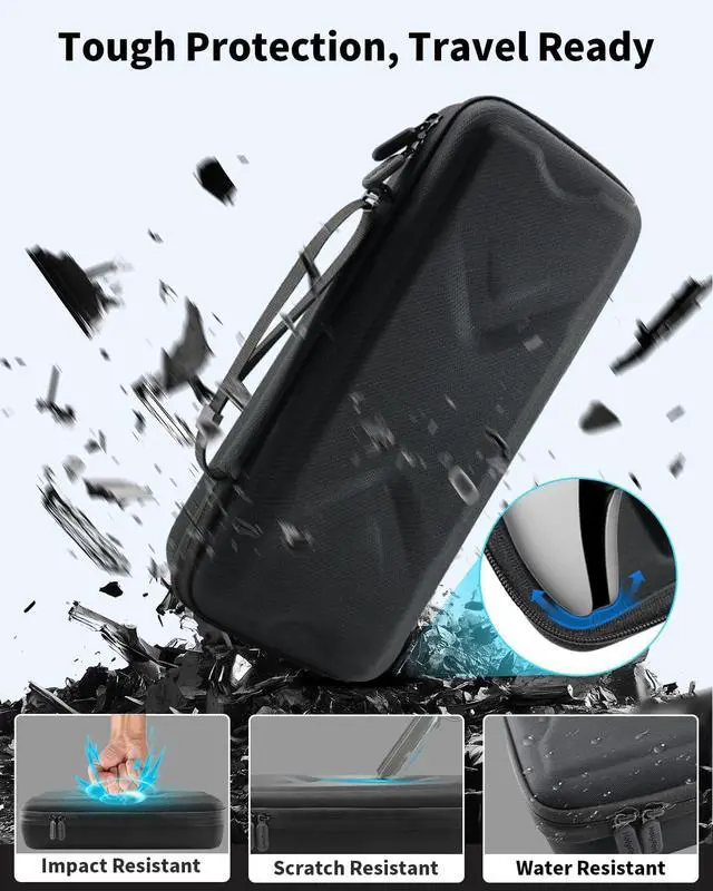 Alt view image 2 of 6 - 14 in 1 Accessories Set for Portal Remote Player, Hard Carrying Case for PS Portal, Silicone Protective Cover, 2 Screen Protectors, 4 Thumb Grips for PS5 Portal, Black