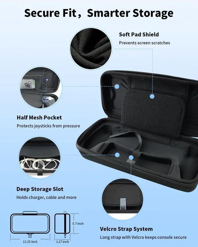 Alt view image 3 of 6 - 14 in 1 Accessories Set for Portal Remote Player, Hard Carrying Case for PS Portal, Silicone Protective Cover, 2 Screen Protectors, 4 Thumb Grips for PS5 Portal, Black