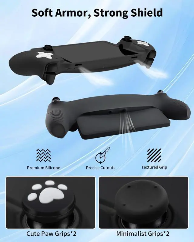 Alt view image 4 of 6 - 14 in 1 Accessories Set for Portal Remote Player, Hard Carrying Case for PS Portal, Silicone Protective Cover, 2 Screen Protectors, 4 Thumb Grips for PS5 Portal, Black