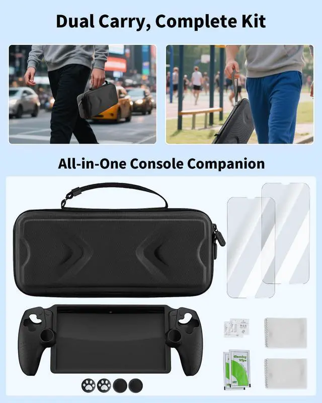 Alt view image 6 of 6 - 14 in 1 Accessories Set for Portal Remote Player, Hard Carrying Case for PS Portal, Silicone Protective Cover, 2 Screen Protectors, 4 Thumb Grips for PS5 Portal, Black