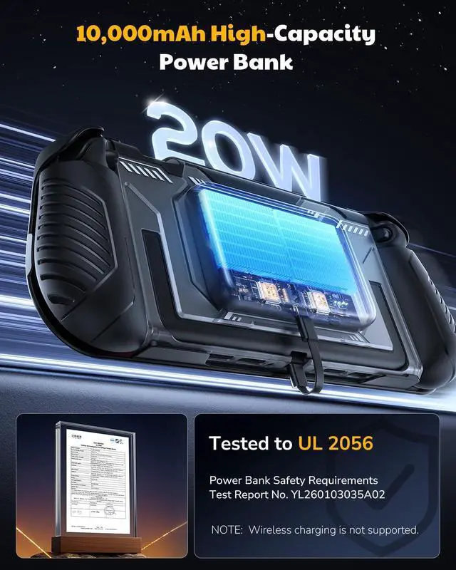 Alt view image 2 of 7 - Switch 2 Protective Case with Front Cover & Detachable Power Bank | PD 20W Power Bank, Dockable Case with Grip Cover for Switch 2, Front Cover with 12 Game Card Slots