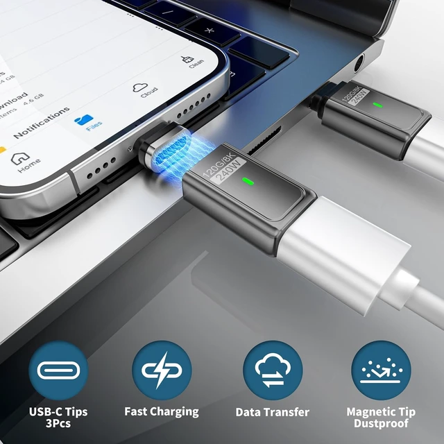 Alt view image 5 of 7 - 240W USB4.0 Magnetic USB-C Adapter 40Gbps, Fits Any Cable