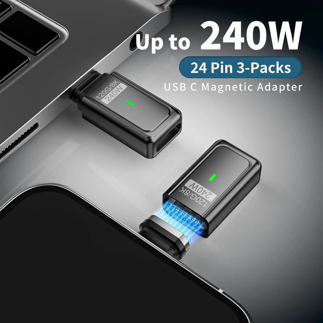 Alt view image 4 of 7 - 240W USB4.0 Magnetic USB-C Adapter 40Gbps, Fits Any Cable