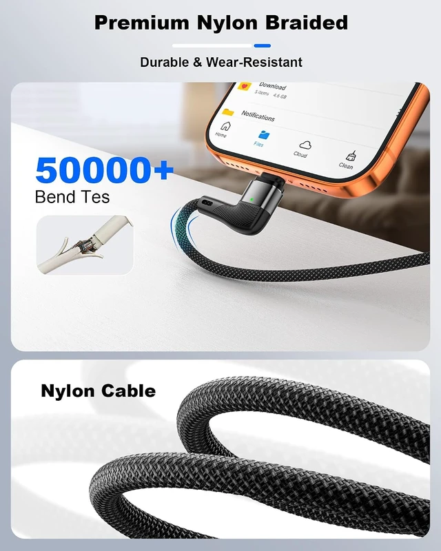 Alt view image 6 of 7 - 240W USB-C Magnetic Cable, 3-Pack 4/6.6/6.6FT, 90-Degree Fast Charger