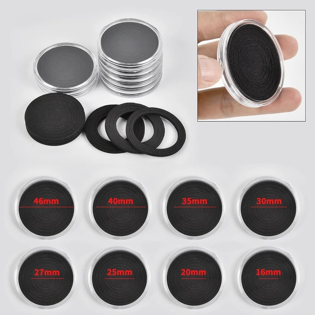 Alt view image 2 of 7 - 168-Pcs 46mm Coin Capsules Case with Foam Black Gasket, 8 Sizes