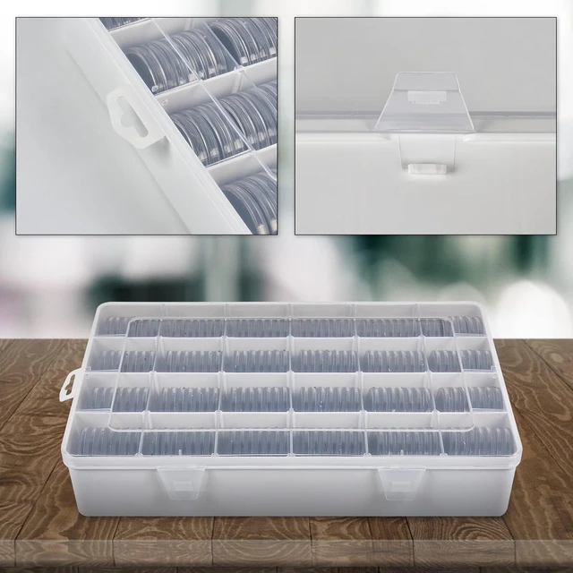 Alt view image 4 of 7 - 168-Pcs 46mm Coin Capsules Case with Foam Black Gasket, 8 Sizes