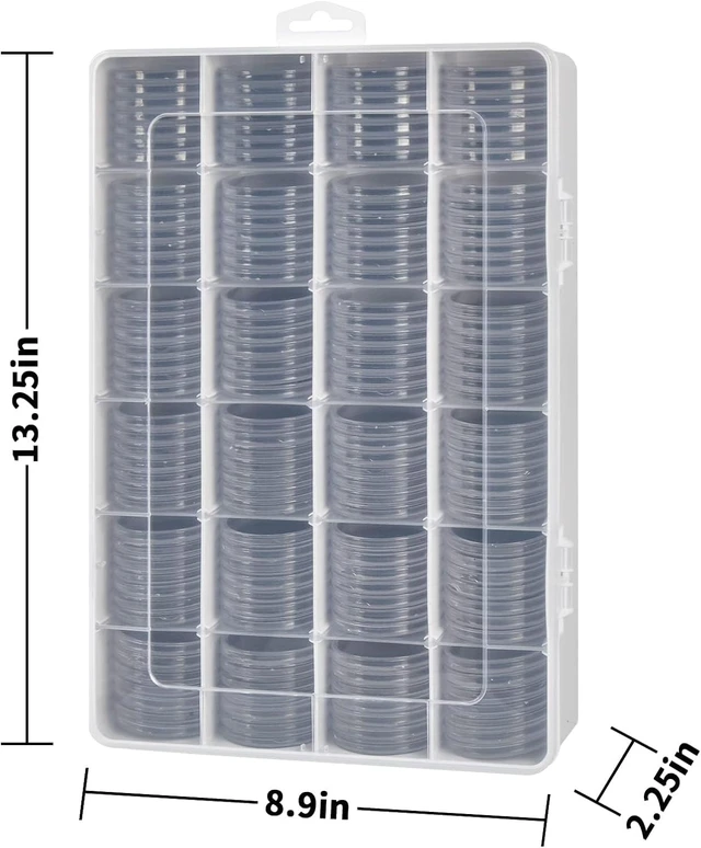 Alt view image 5 of 7 - 168-Pcs 46mm Coin Capsules Case with Foam Black Gasket, 8 Sizes