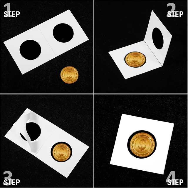 Alt view image 5 of 6 - 300 Self-Adhesive Cardboard Coin Holders, 2" x 2", Assorted Sizes Coin Flips Collection Supplies for Collectors (6 Size)