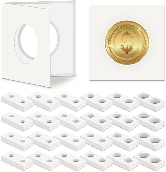 Main image of 300 Self-Adhesive Cardboard Coin Holders, 2" x 2", Assorted Sizes Coin Flips Collection Supplies for Collectors (6 Size)