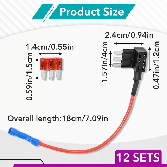 Alt view image 3 of 7 - 12 Pcs Micro 3 Add-A-Circuit Fuse Tap 12V Power Adapter