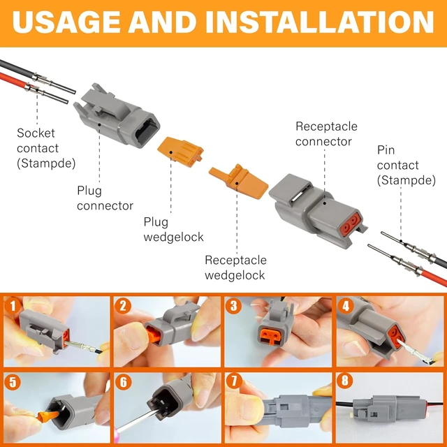Alt view image 3 of 7 - Deutsch DTM Grey 12-Pin Electrical Wire Connectors, 5 Sets