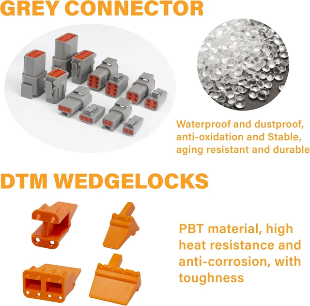 Alt view image 6 of 7 - Deutsch DTM Grey 12-Pin Electrical Wire Connectors, 5 Sets
