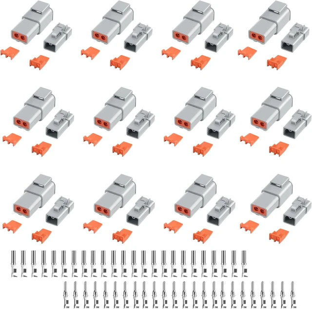 Main image of 96 PCS Deutsch DTP Connector Kit, 2-Pin Connectors, 12 Sets