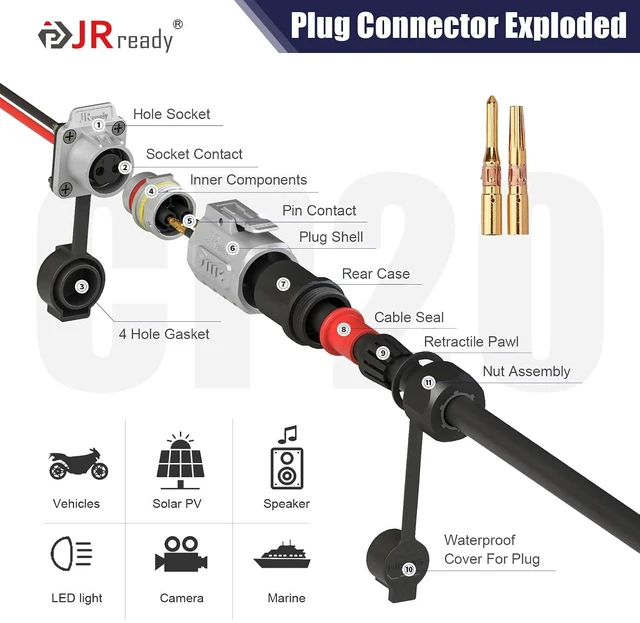 Alt view image 3 of 7 - 2-Pin Circular Aviation Connector with Screw Lock Flange Socket