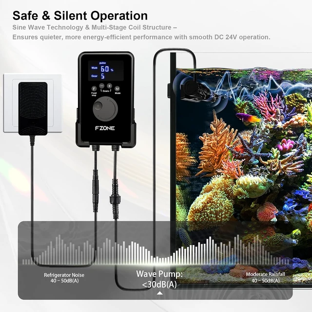 Alt view image 4 of 7 - 24V DC Gyre Aquarium Wave Maker with LCD Controller & Magnetic Mount Quiet Adjustable Cross Flow for Saltwater & Freshwater Tanks (S)