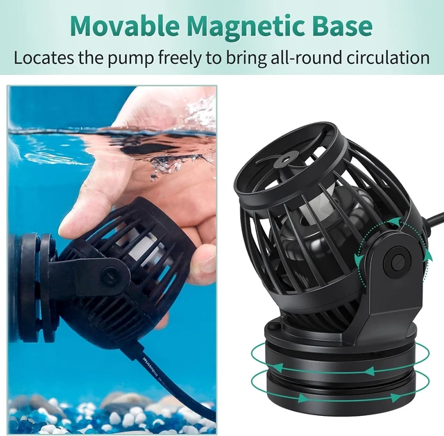 Alt view image 4 of 7 - 2100 GPH Adjustable Aquarium Wave Maker for 60-120 Gallon Tanks Circulation Pump with Controller & Magnet Mount for Marine/Freshwater Aquarium & Pond