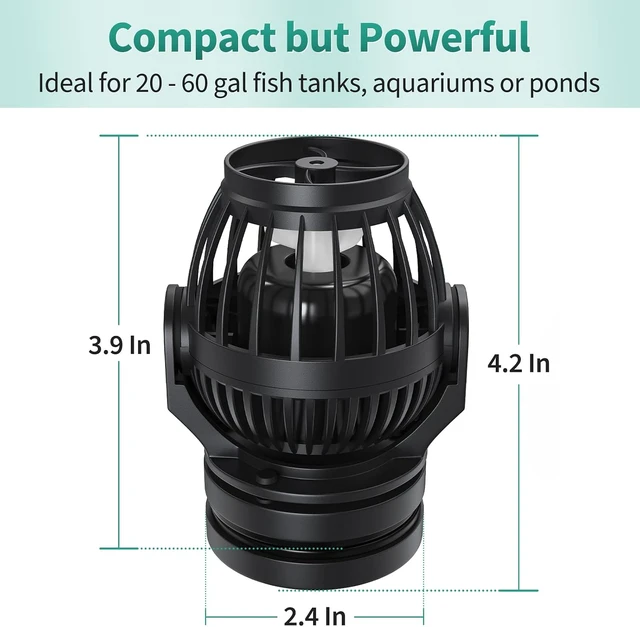 Alt view image 7 of 7 - 2100 GPH Adjustable Aquarium Wave Maker for 60-120 Gallon Tanks Circulation Pump with Controller & Magnet Mount for Marine/Freshwater Aquarium & Pond