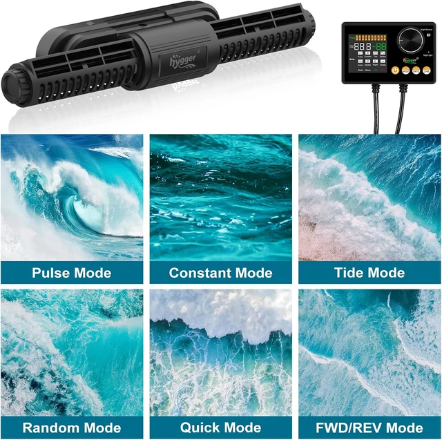 Alt view image 2 of 6 - Intelligent Aquarium Wave Maker Adjustable Saltwater/Freshwater Circulation Pump with 6 Waves, Night/Feed/Wireless Modes, Magnetic Holder & Display Controller Memory Function (50W)