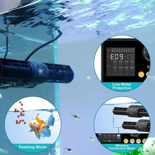 Alt view image 5 of 6 - Intelligent Aquarium Wave Maker Adjustable Saltwater/Freshwater Circulation Pump with 6 Waves, Night/Feed/Wireless Modes, Magnetic Holder & Display Controller Memory Function (50W)
