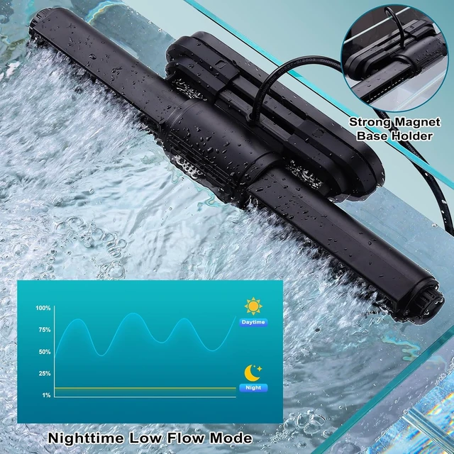 Alt view image 6 of 6 - Intelligent Aquarium Wave Maker Adjustable Saltwater/Freshwater Circulation Pump with 6 Waves, Night/Feed/Wireless Modes, Magnetic Holder & Display Controller Memory Function (50W)