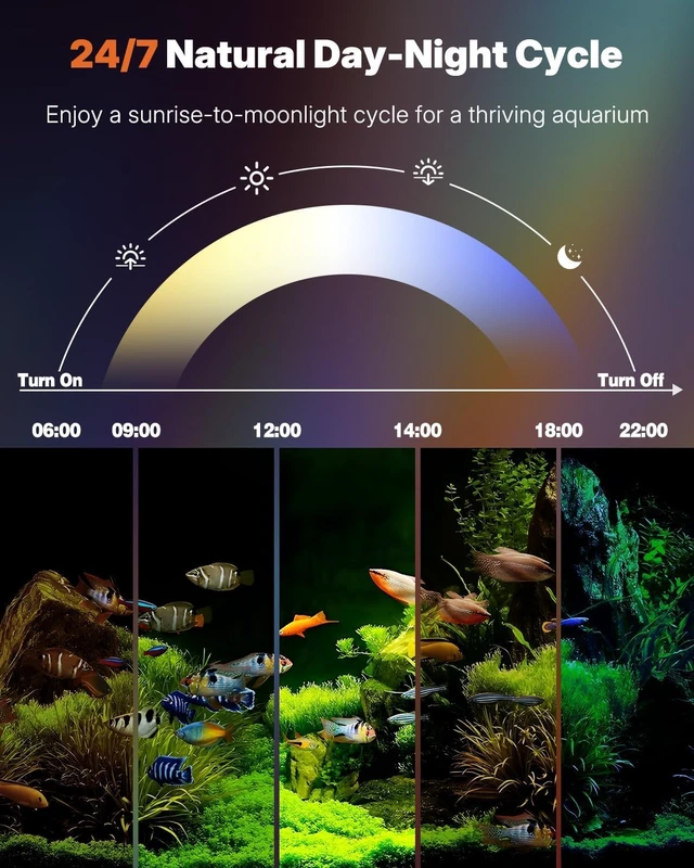 Alt view image 7 of 7 - 12W 24-Inch 24/7 Aquarium LED Light Full Spectrum White/Blue/Red/Green Multi-Colored LEDs with D/N Mode, Timer & Adjustable Brightness
