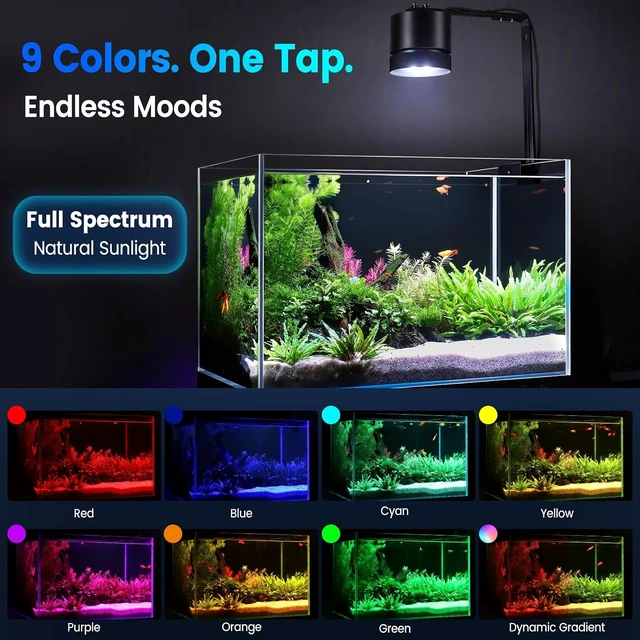 Alt view image 3 of 7 - 60W Aquarium Clip-On Stream Light with Auto Time Sync & 24/7 Mode