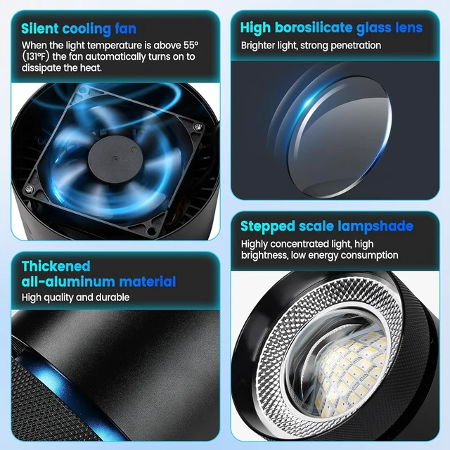 Alt view image 6 of 7 - 60W Aquarium Clip-On Stream Light with Auto Time Sync & 24/7 Mode