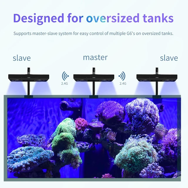 Alt view image 4 of 7 - 140W Aquarium Reef Light Wide-Coverage Sunrise/Sunset/Moonlight Saltwater Light for Coral with Master-Slave Group Control, Timer & Screen