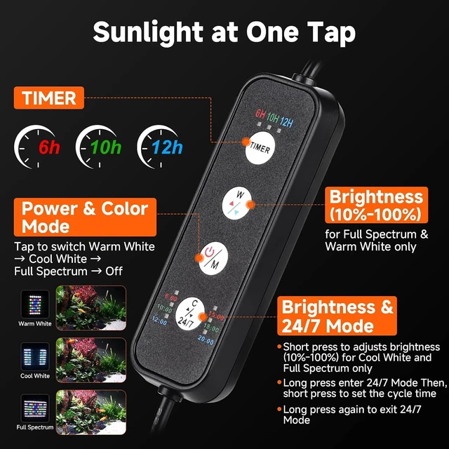 Alt view image 2 of 7 - Clip-On Aquarium Stream Light with 24/7 Mode (60W)
