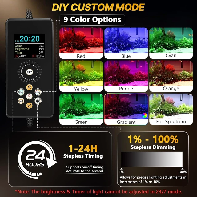 Alt view image 3 of 7 - 18W Clip-On Aquarium Light for Plants with 6-Row LED Brightness