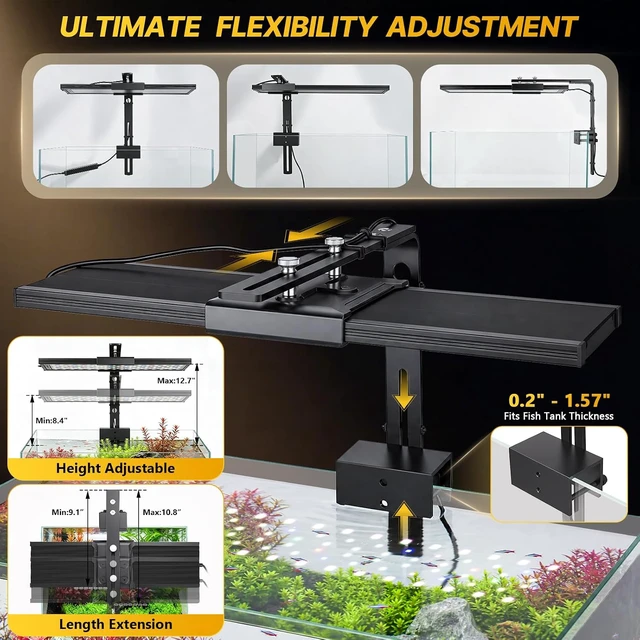 Alt view image 5 of 7 - 18W Clip-On Aquarium Light for Plants with 6-Row LED Brightness