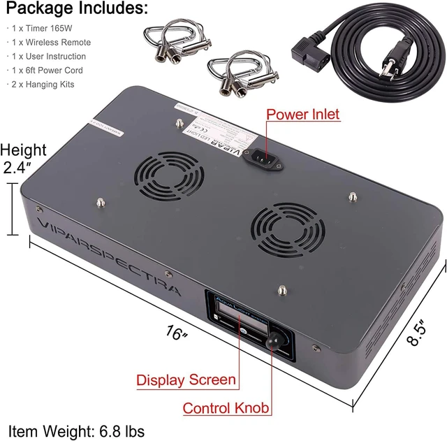 Alt view image 7 of 7 - 165W Dimmable Full Spectrum LED Aquarium Reef Light